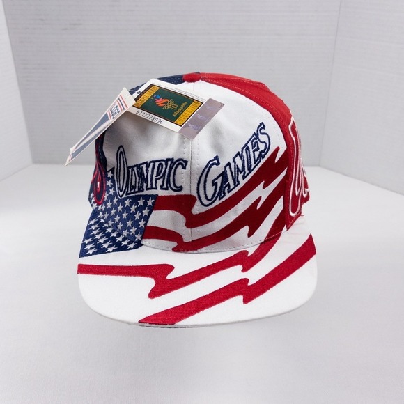 LOGO 7 Other - Logo 7 Olympic Hat Mens OSFM Red White Blue Lightning Bolt Flag 1996 Atlanta Vtg